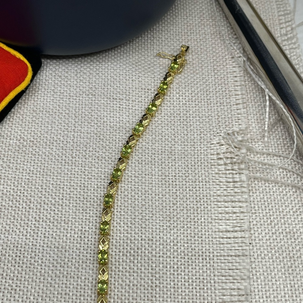 Vintage JJT Gold Vermeil 925 Sterling Genuine Peridot Link Bracelet 7.25" - Picture 17 of 17